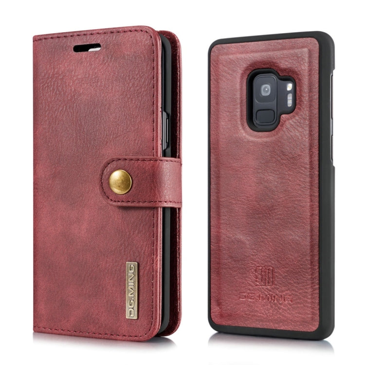 DG.MING for Galaxy S9 Crazy Horse Texture Horizontal Flip Detachable Magnetic Protective Case with Holder & Card Slots & Wallet(Red)
