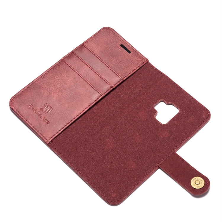 DG.MING for Galaxy S9 Crazy Horse Texture Horizontal Flip Detachable Magnetic Protective Case with Holder & Card Slots & Wallet(Red)