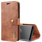 DG.MING pour Galaxy S9 Étui de protection magnétique détachable à rabat horizontal en cuir texturé style cheval fou avec support, fentes pour cartes et portefeuille (marron)
