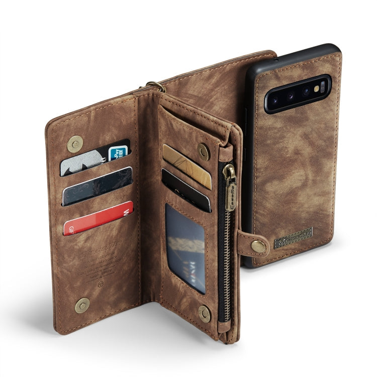 Pour Samsung Galaxy S10 Étui portefeuille détachable multifonctionnel en cuir CaseMe-008 (marron)