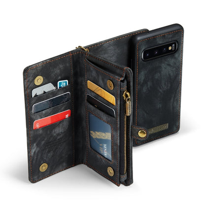 For Samsung Galaxy S10+ CaseMe-008 Detachable Multifunctional Flip Leather Phone Case(Black)