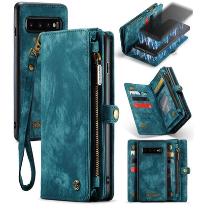 Pour Samsung Galaxy S10+ Étui de Téléphone en Cuir Multifonctionnel Détachable CaseMe-008 (Bleu)