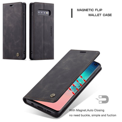 CaseMe-013 Multifunctional Retro Frosted Horizontal Flip Leather Case for Galaxy S10, with Card Slot & Holder & Wallet (Black)