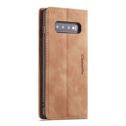 CaseMe-013 Multifunctional Retro Frosted Horizontal Flip Leather Case for Galaxy S10, with Card Slot & Holder & Wallet (Brown)
