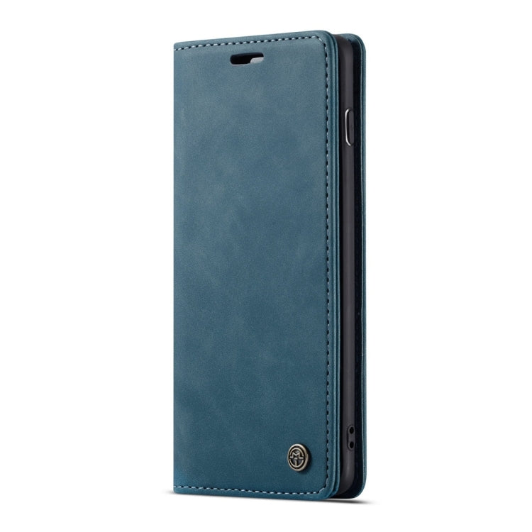 Étui en cuir à rabat horizontal dépoli rétro multifonction CaseMe-013 pour Galaxy S10 Plus, avec fente pour carte, support et portefeuille (bleu)