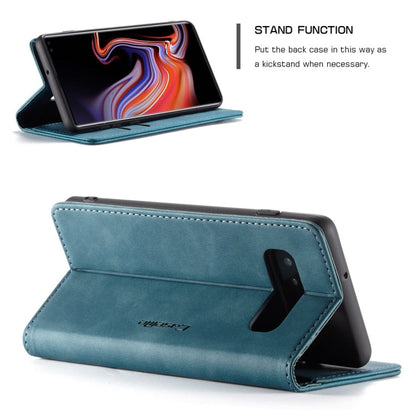 Étui en cuir à rabat horizontal dépoli rétro multifonction CaseMe-013 pour Galaxy S10 Plus, avec fente pour carte, support et portefeuille (bleu)