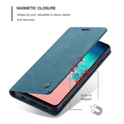 CaseMe-013 Multifunctional Retro Frosted Horizontal Flip Leather Case for Galaxy S10 E, with Card Slot & Holder & Wallet (Blue)