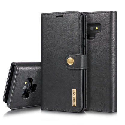 DG.MING Étui en cuir magnétique détachable à rabat avec texture Crazy Horse pour Galaxy Note 9, avec support, fentes pour cartes et portefeuille (noir)