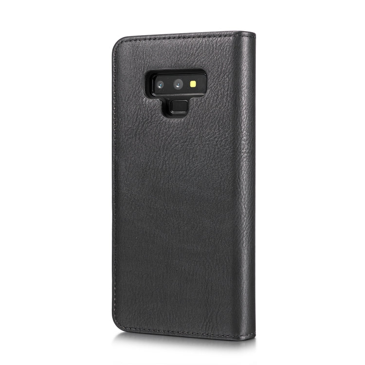 DG.MING Étui en cuir magnétique détachable à rabat avec texture Crazy Horse pour Galaxy Note 9, avec support, fentes pour cartes et portefeuille (noir)