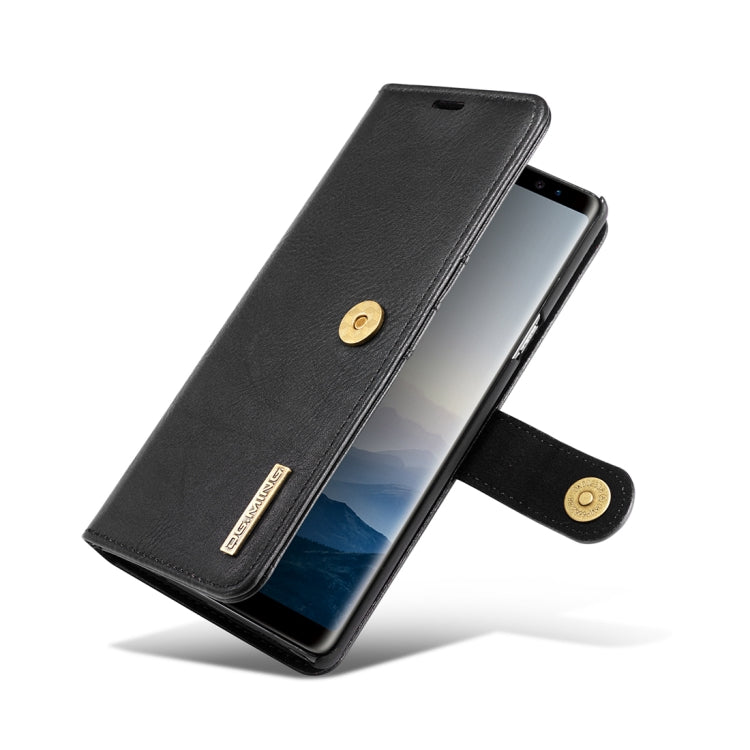 DG.MING Étui en cuir magnétique détachable à rabat avec texture Crazy Horse pour Galaxy Note 9, avec support, fentes pour cartes et portefeuille (noir)