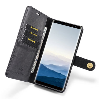DG.MING Étui en cuir magnétique détachable à rabat avec texture Crazy Horse pour Galaxy Note 9, avec support, fentes pour cartes et portefeuille (noir)