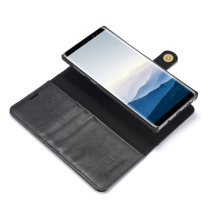 DG.MING Étui en cuir magnétique détachable à rabat avec texture Crazy Horse pour Galaxy Note 9, avec support, fentes pour cartes et portefeuille (noir)