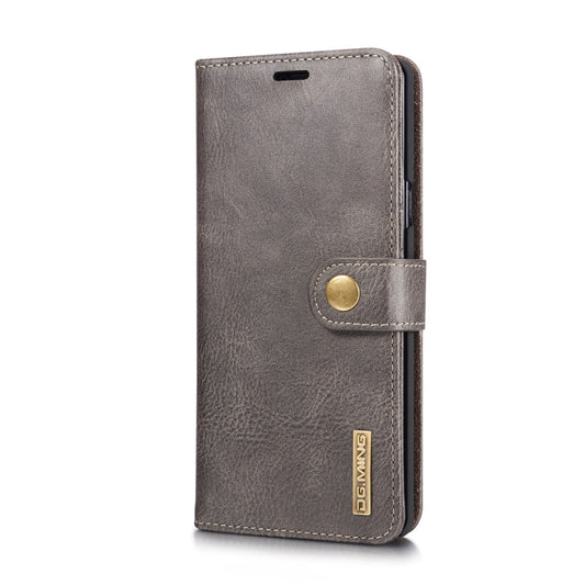 Étui en cuir DG.MING Crazy Horse Texture à rabat et magnétique détachable pour Galaxy Note 9, avec support, fentes pour cartes et portefeuille (Gris)