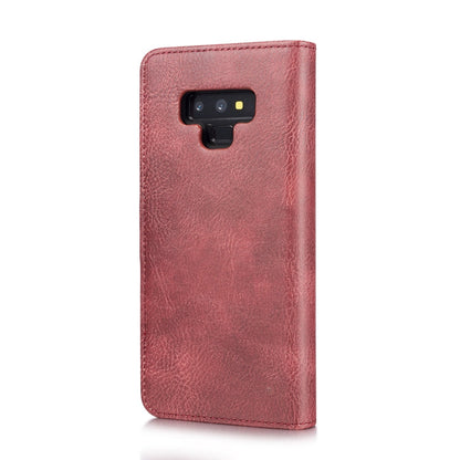 DG.MING Étui en cuir magnétique détachable à rabat avec texture Crazy Horse pour Galaxy Note 9, avec support, emplacements pour cartes et portefeuille (rouge)