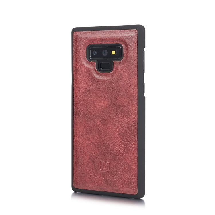 DG.MING Étui en cuir magnétique détachable à rabat avec texture Crazy Horse pour Galaxy Note 9, avec support, emplacements pour cartes et portefeuille (rouge)