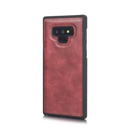 DG.MING Étui en cuir magnétique détachable à rabat avec texture Crazy Horse pour Galaxy Note 9, avec support, emplacements pour cartes et portefeuille (rouge)