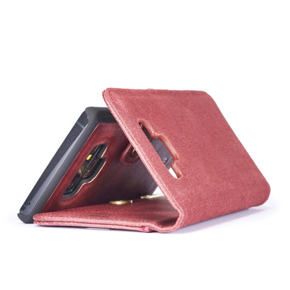 DG.MING Étui en cuir magnétique détachable à rabat avec texture Crazy Horse pour Galaxy Note 9, avec support, emplacements pour cartes et portefeuille (rouge)