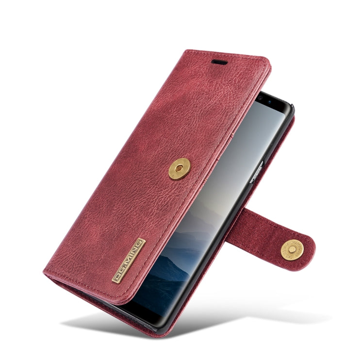 DG.MING Étui en cuir magnétique détachable à rabat avec texture Crazy Horse pour Galaxy Note 9, avec support, emplacements pour cartes et portefeuille (rouge)