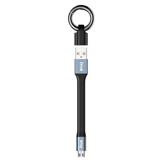 IVON CA90 3.1A Max USB to Micro USB Portable Data Cable with Ring, Length: 14.5cm (Dark Gray)