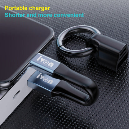 IVON CA90 3.1A Max USB to Micro USB Portable Data Cable with Ring, Length: 14.5cm (Dark Gray)