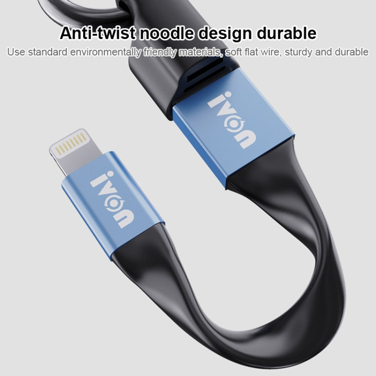 IVON CA90 3.1A Max USB to Micro USB Portable Data Cable with Ring, Length: 14.5cm (Dark Gray)