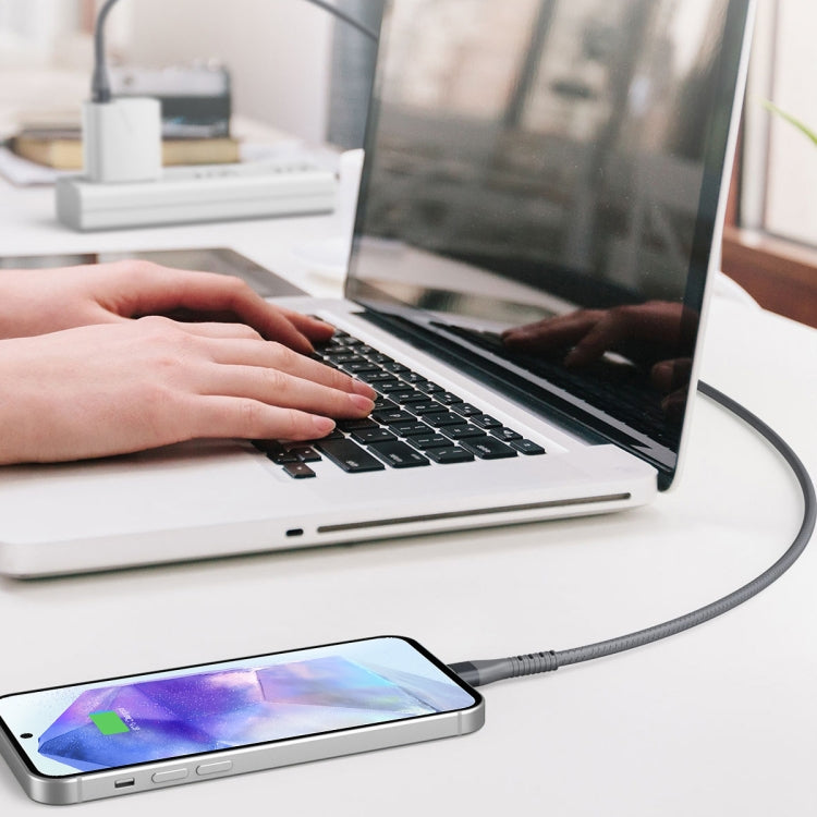 IVON CA92 2.4A Max USB to Micro USB Rubber Fast Charging Data Cable, Length: 1.5m (Grey)