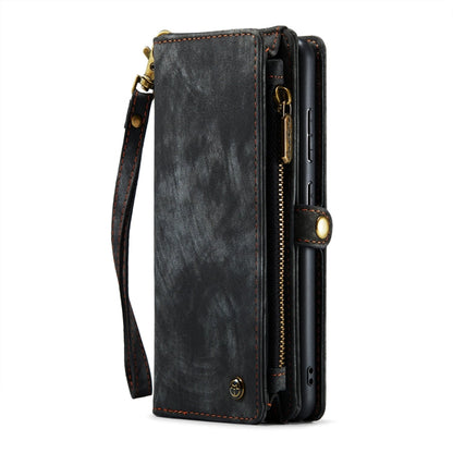 CaseMe-008 Detachable Multifunctional Retro Frosted Horizontal Flip Leather Case for Galaxy A20 / M10S, with Card Slot & Holder & Zipper Wallet & Photo Frame(Black)