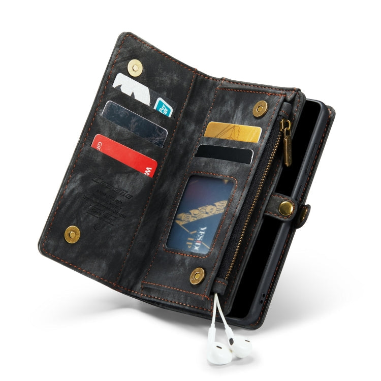 CaseMe-008 Detachable Multifunctional Retro Frosted Horizontal Flip Leather Case for Galaxy A20 / M10S, with Card Slot & Holder & Zipper Wallet & Photo Frame(Black)