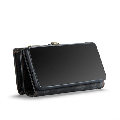 CaseMe-008 Detachable Multifunctional Retro Frosted Horizontal Flip Leather Case for Galaxy A20 / M10S, with Card Slot & Holder & Zipper Wallet & Photo Frame(Black)