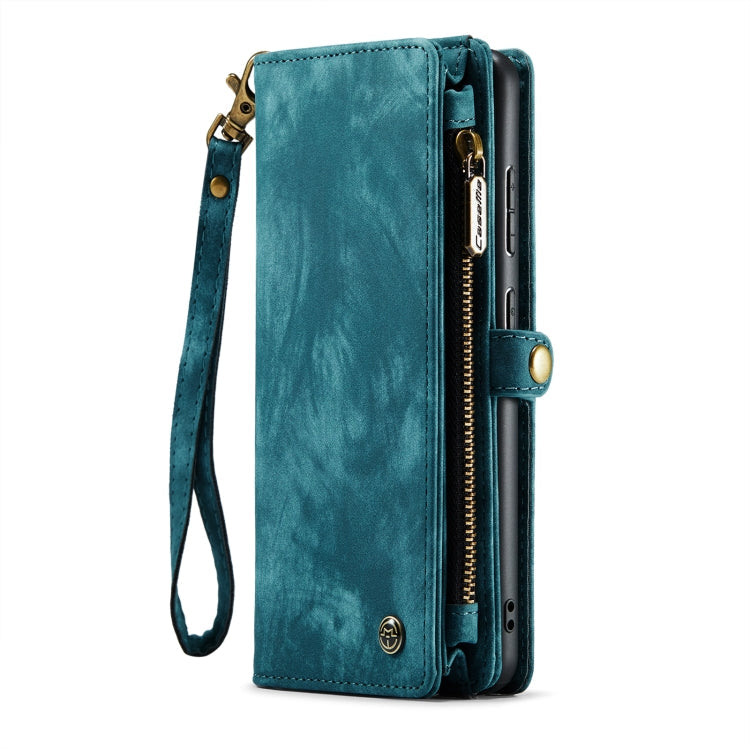 CaseMe-008 Detachable Multifunctional Retro Frosted Horizontal Flip Leather Case for Galaxy A20 / M10S, with Card Slot & Holder & Zipper Wallet & Photo Frame(Blue)