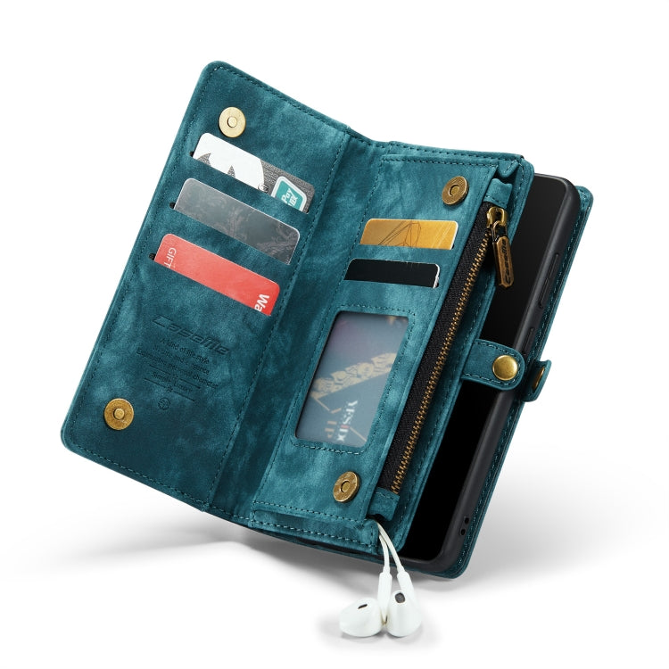 CaseMe-008 Detachable Multifunctional Retro Frosted Horizontal Flip Leather Case for Galaxy A20 / M10S, with Card Slot & Holder & Zipper Wallet & Photo Frame(Blue)