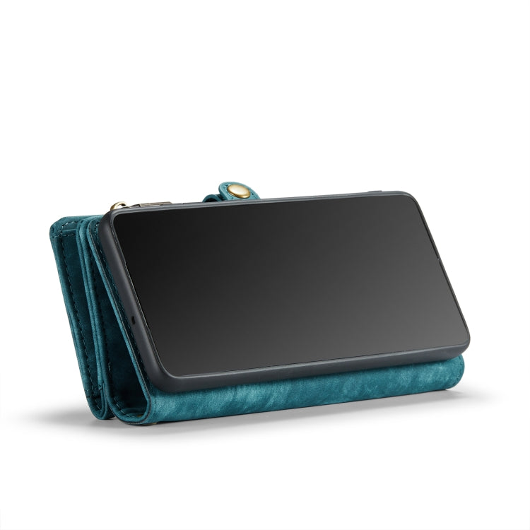 CaseMe-008 Detachable Multifunctional Retro Frosted Horizontal Flip Leather Case for Galaxy A20 / M10S, with Card Slot & Holder & Zipper Wallet & Photo Frame(Blue)