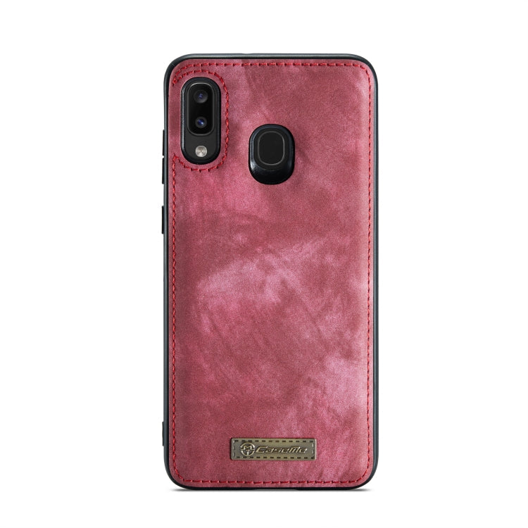 CaseMe-008 Detachable Multifunctional Retro Frosted Horizontal Flip Leather Case for Galaxy A20 / M10S, with Card Slot & Holder & Zipper Wallet & Photo Frame(Red)