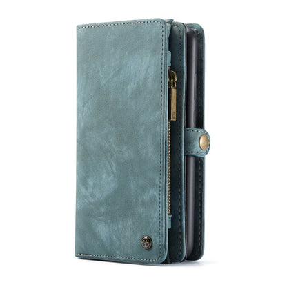 CaseMe-008 Detachable Multifunctional Retro Frosted Horizontal Flip Leather Case for Galaxy A50, with Card Slot & Holder & Zipper Wallet & Photo Frame(Blue)