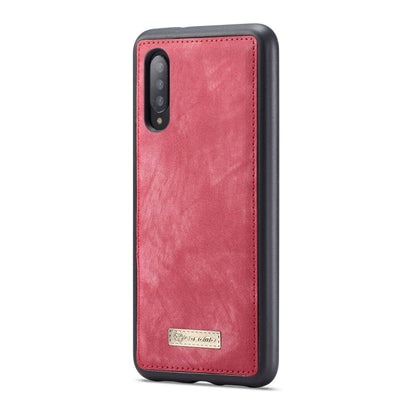 CaseMe-008 Detachable Multifunctional Retro Frosted Horizontal Flip Leather Case for Galaxy A50, with Card Slot & Holder & Zipper Wallet & Photo Frame(Red)