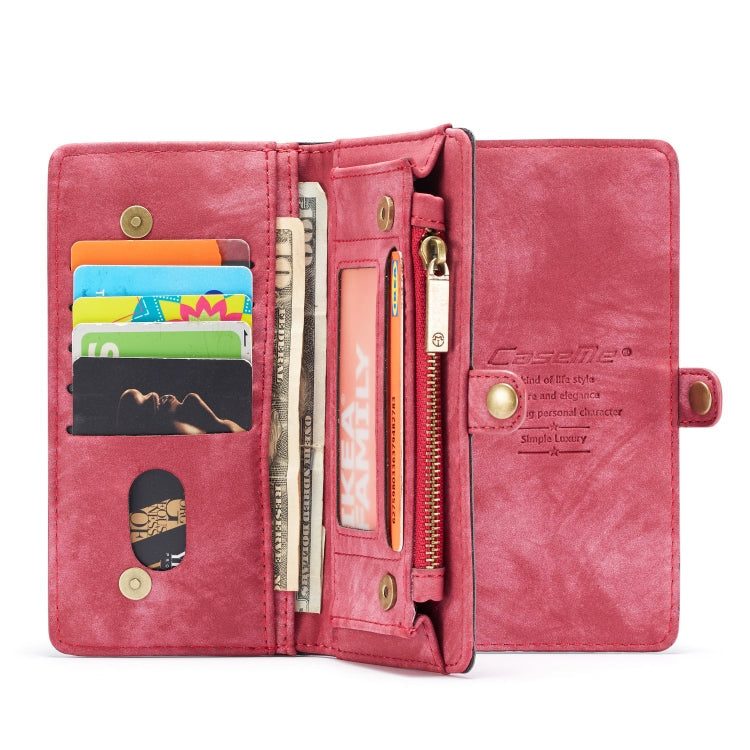 CaseMe-008 Detachable Multifunctional Retro Frosted Horizontal Flip Leather Case for Galaxy A50, with Card Slot & Holder & Zipper Wallet & Photo Frame(Red)