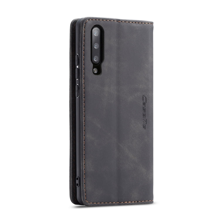 CaseMe-013 Multifunctional Retro Frosted Horizontal Flip Leather Case for Galaxy A70, with Card Slot & Holder & Zipper Wallet & Photo Frame(Black)