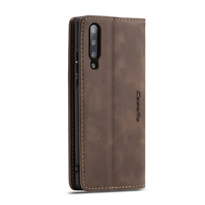 CaseMe-013 Multifunctional Retro Frosted Horizontal Flip Leather Case for Galaxy A70, with Card Slot & Holder & Zipper Wallet & Photo Frame(Coffee)