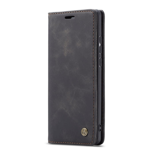 CaseMe-013 Étui multifonctionnel en cuir PU rétro dépoli à rabat horizontal pour Galaxy A30S / A50S / A50, avec fente pour carte et support et portefeuille zippé et cadre photo (noir)