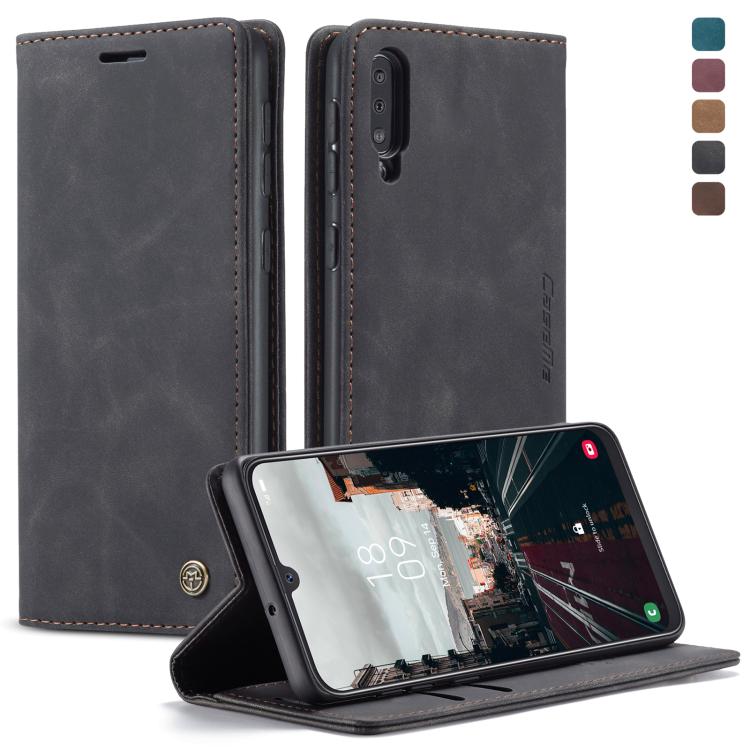 CaseMe-013 Multifunctional Retro Frosted Horizontal Flip Leather Case for Galaxy A30S / A50S / A50, with Card Slot & Holder & Zipper Wallet & Photo Frame(Black)