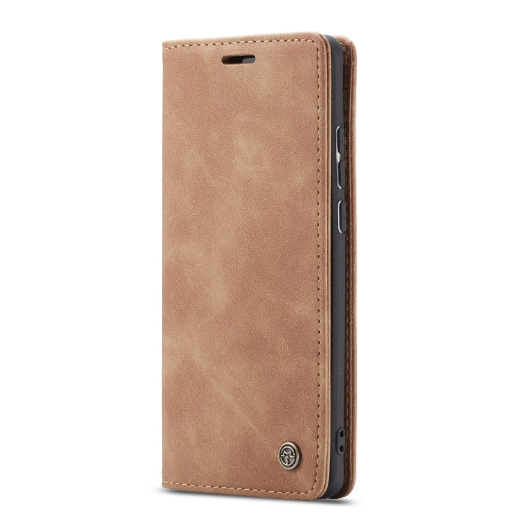 CaseMe-013 Étui multifonctionnel en cuir givré rétro à rabat horizontal pour Galaxy A30S / A50S / A50, avec fente pour cartes et support, portefeuille zippé et cadre photo (marron)