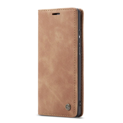 CaseMe-013 Étui multifonctionnel en cuir givré rétro à rabat horizontal pour Galaxy A30S / A50S / A50, avec fente pour cartes et support, portefeuille zippé et cadre photo (marron)