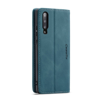 CaseMe-013 Multifunctional Retro Frosted Horizontal Flip Leather Case for Galaxy A30S / A50S / A50, with Card Slot & Holder & Zipper Wallet & Photo Frame(Blue)