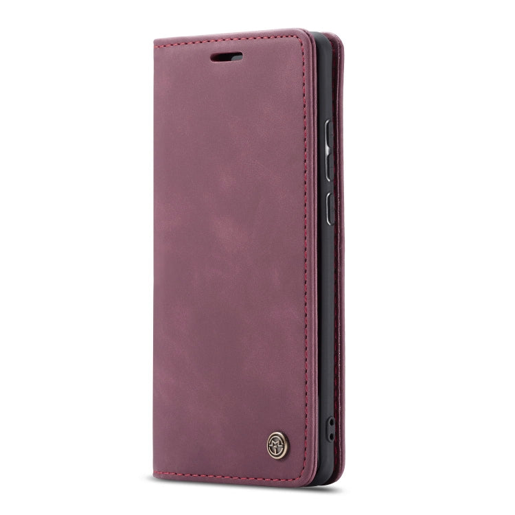CaseMe-013 Multifunctional Retro Frosted Horizontal Flip Leather Case for Galaxy A30S / A50S / A50, with Card Slot & Holder & Zipper Wallet & Photo Frame(Wine Red)