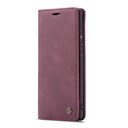 CaseMe-013 Multifunctional Retro Frosted Horizontal Flip Leather Case for Galaxy A30S / A50S / A50, with Card Slot & Holder & Zipper Wallet & Photo Frame(Wine Red)