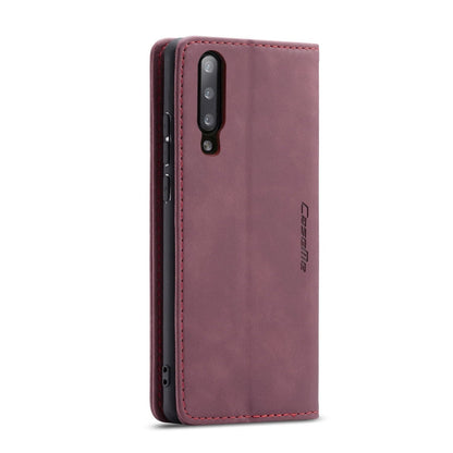 CaseMe-013 Multifunctional Retro Frosted Horizontal Flip Leather Case for Galaxy A30S / A50S / A50, with Card Slot & Holder & Zipper Wallet & Photo Frame(Wine Red)