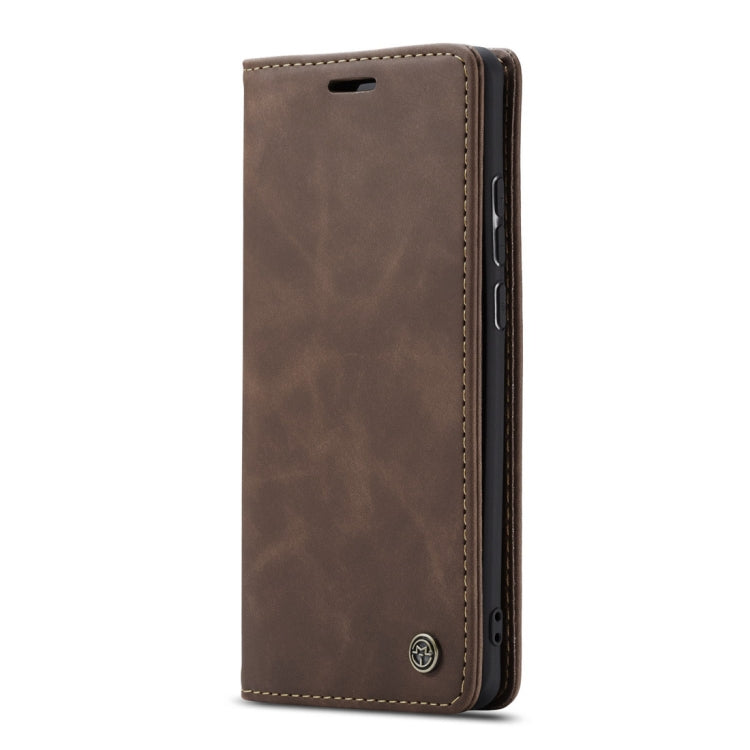 Étui en Cuir Rétro Givré à Rabat Horizontal Multifonctionnel CaseMe-013 pour Galaxy A40, avec Fente pour Cartes et Porte-feuille (Café)
