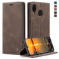 Étui en Cuir Rétro Givré à Rabat Horizontal Multifonctionnel CaseMe-013 pour Galaxy A40, avec Fente pour Cartes et Porte-feuille (Café)