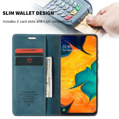 Coque à rabat horizontal rétro givré multifonctionnel CaseMe-013 en cuir pour Galaxy A40, avec fente pour carte et support et portefeuille (bleu)