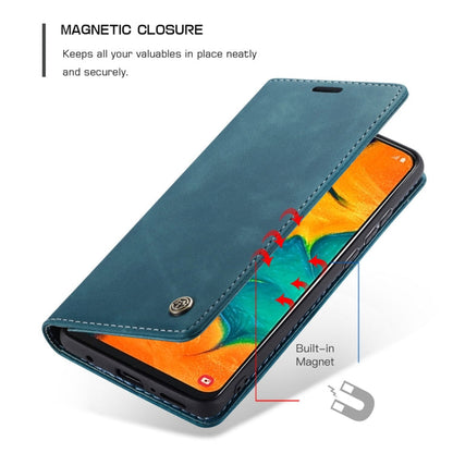 Coque à rabat horizontal rétro givré multifonctionnel CaseMe-013 en cuir pour Galaxy A40, avec fente pour carte et support et portefeuille (bleu)
